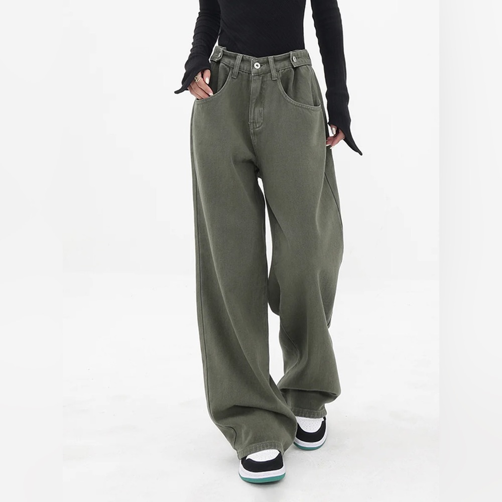 Commense Olive Wide Leg Jeans